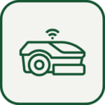 robotfűnyíró ikon, design elem, Meliva Garden